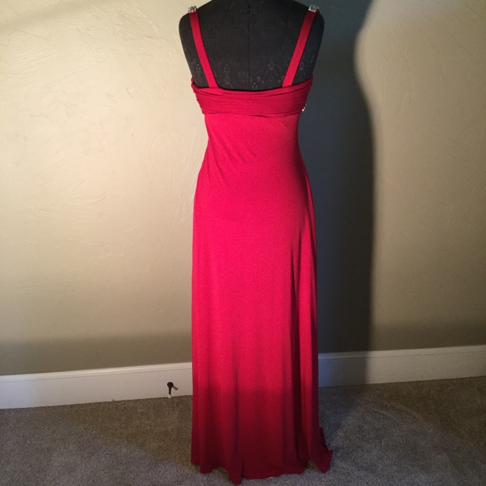 Js Boutique Red Evening Gown With Beaded Straps - image 3